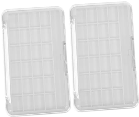 Palette de Maquillage Vide Lot de 2 24 Compartiments, Rouge à Lèvres | Boîte Transparente As Abs Pp, Couvercle Clair Blanc, Rangement DIY Compact pour Voyage