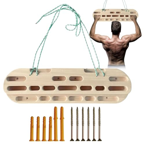 Phytress Rock Climbing Hangboard Wood, Wall Mounted Climbing Fingerboard, Wooden Durable Wall Grips Hold Home Equipment Finger Strengthener WithScrew Installation Accessories For Adult, Pull-Up Grip