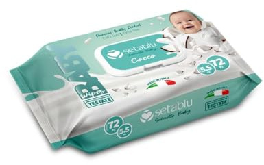 Setablu Salviettine Umidificate al Cocco per Bambini, 72 Pezzi, Made in Italy