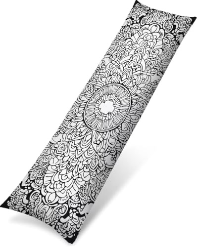 Seitenschläferkissen Bezug 40 x 145, Schwarz Kissenbezug 40x145 Kissen seitenschläfer Mandala Muster Samt Verbessern Sie Schlafqualität Pillow Case, Doppelseitig Drucken für Schlafzimmer, Model1483