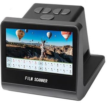 PUSOKEI Mobile Film Scanner, 22MP Digital Film and Slide Scanner with 5in LCD Screen and 16GB Memory, Convert 35mm 126mm 110mm Negatives and Super 8 Slides to JPEG Photos