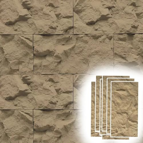 Panneau Mural Decoratif Panneaux Muraux Décoratifs pour Cheminée, Plaque Décorative Murale pour Escalier/Cheminée/Cuisine, Grande Moulure de Papier Peint Texturée(Brown,8 pack)