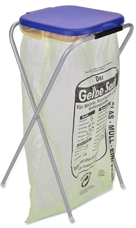 mucHome Müllsackständer aus Stahl für 120 Liter Säcke Müllsackhalter Abfalltrenner Müllbeutelhalter mit schwarzem oder blauem Deckel - ideal für Gelbe Säcke Mülleimer