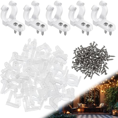 Tucnoeu 60 Stück Befestigungsclips für LED-Lichtschlauch Transparent 11-15m | Partys Hochzeiten Innen- und Außendekoration