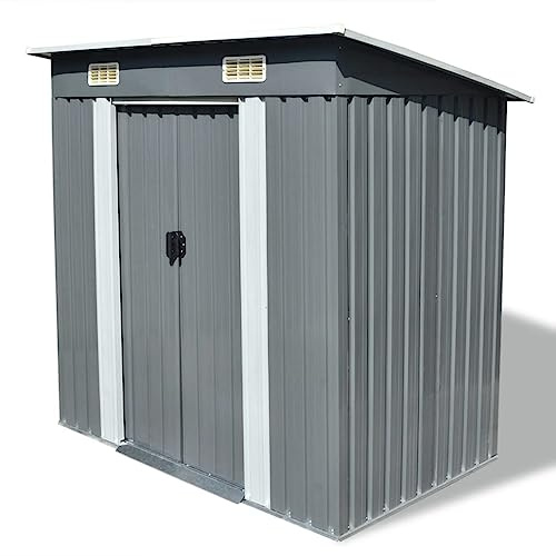 Abri de garage, abri de jardin en métal gris pour arrière-cour, jardin