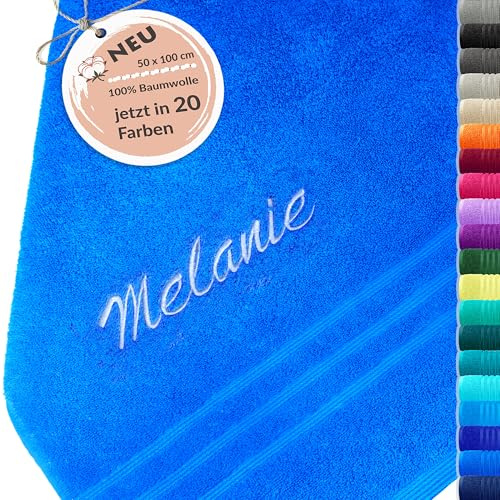 Lashuma personalisiertes Handtuch, London Kinderhandtuch mit Namen Bestickt 50x100 cm Blau - Karibik