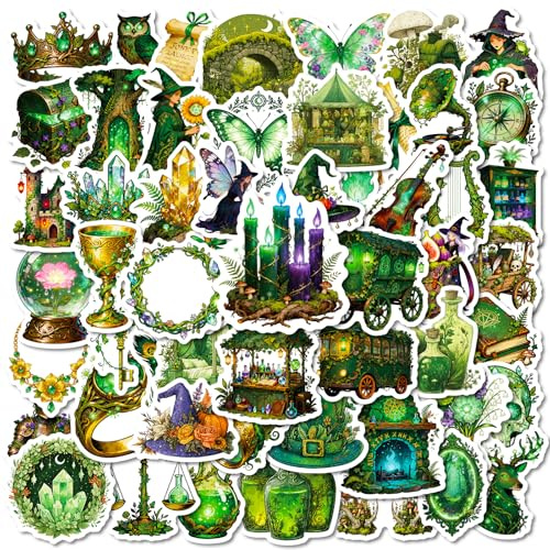 APAREAL Aesthetic Hexe Aufkleber 50 Stück, Graffiti Anime Wasserfeste Sticker für Laptop Fahrrad Kindle Scrapbooking Skateboard Journal Motorrad Koffer MacBook