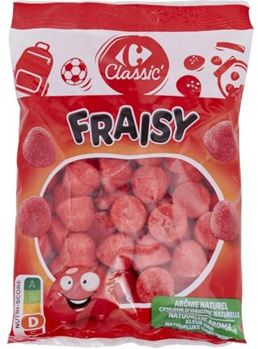 CARREFOUR CLASSIC' - Bonbons Gélifiés Aromatisés Saveur Fraise - Paquet de 300g - Le Lot De 4
