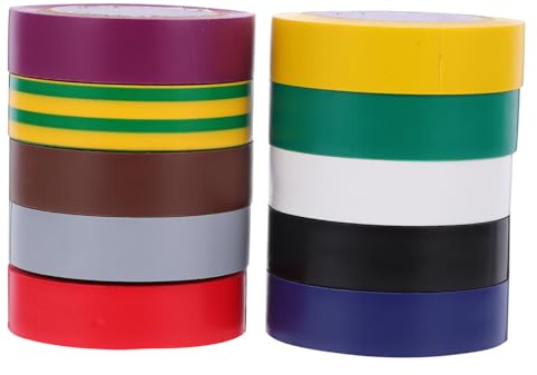 YTBHSHXZ Cinta aislante, 10 rollos de cintas colores resistentes for cableado automotriz y eléctrico