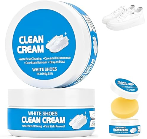 VRYNDH 1 Pièces Crème Nettoyante Multifonctionnelle Pour Chaussures, Nettoyant Basket Blanche, Nettoyant Chaussure Blanche, pour Baskets avec Éponge, Pâte de Nettoyage pour Toutes les Surfaces