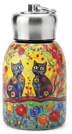 SEABABOO Isolerad flaska 300 ml rostfritt stål, termosflaska, isolerad dubbelväggig, vakuummönster, för varma och kalla drycker, kaffe, te, vatten, kontor, skola, resor, arbete