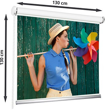 130 x 130 cm Rolleinwand Beamerleinwand Beamer Heimkino Projektionsleinwand 1:1