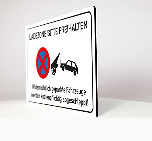 AllesKlaro® - Hinweisschild Parkverbot - Ladezone freihalten - stabile 4 mm Alu Verbundplatte (30 x 20 cm)