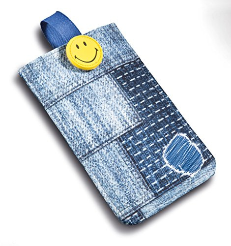NICI 41535 Smiley Handyhülle, Jeans-Look, 10 x 15 cm