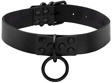 MILAKOO Black Gothic Punk PU Leder Choker Halskette Kragen O-Ring Kragen für Männer Frauen