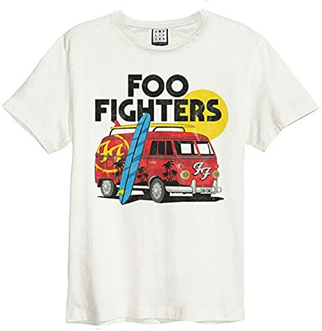 Foo Fighters Amplified Collection - Camper Van Uomo T-Shirt Panna 100% Cotone Regular
