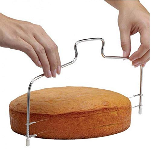 AMOYER Adjustable Cake Leveller Cake Cutter Stainless Steel Cake Splitter Set Double Wire Single Wire Cake Slicer Cake Saw