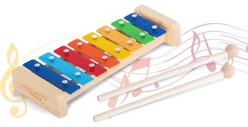 Classic Cantabile GS-8 Glockenspiel für Kinder - Schlagspiel für Musikalische Früherziehung - Xylophon mit Schlägeln und bunten Klangplatten zum Spielen Einer Tonleiter