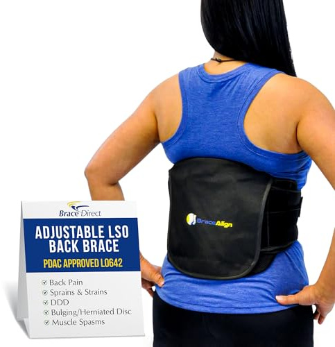 Brace Align Adjustable LSO Lumbar Back Brace - Lower Back Pain Relief, Sciatica, Herniated Disc, DDD & Spinal Stenosis - Pulley Compression - Breathable & Lightweight - L0627, L0642
