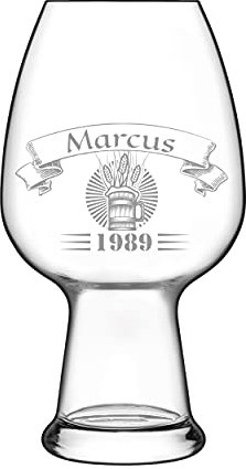 Verre à bière personnalisé, gravé - Weiss de blé/Bière artisanale (cristal) - design 2