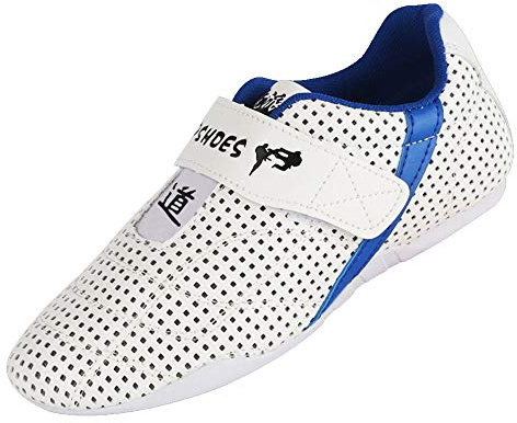 Meng Zapatos de Taekwondo, Zapatillas de Deporte de Artes Marciales for niños Zapatos Deportivos livianos for Entrenamiento de Karate Kung fu Tai chi de Boxeo (Color : White, Size : 38)