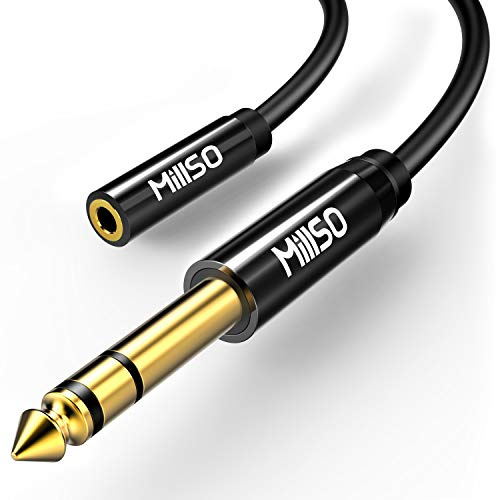 MillSO Stereo Audio Klinken Adapter Kabel 6.35 auf 3.5 Klinkenstecker Adapter 6.35mm Klinkenstecker zu 3.5mm Klinken Buchse Instrumentenkabel für Gitarre, Klavier, Bassverstärker, Mixer - 30 cm