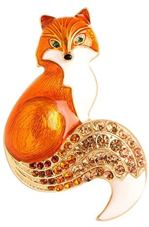 SM SunniMix Broches de Strass de Broche de Renard d'émail de Mode pour Le Cadeau de décoration de Sac à Dos Les Femmes Revers - Orange