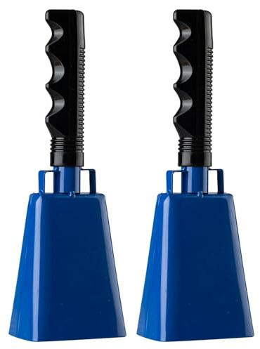 Steel Cow Bell Noise Makers: Hand Percussion Cowbells for Sporting Events - 8 Inch Large Cowbell with Handle for Football Games Cheering School Graduation Farm 2 Pcs