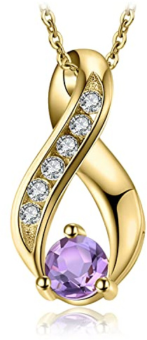 JewelryPalace Infinity Echt Amethyst Kette Anhänger 45CM, Violett Schmuck Set, Halskette Damen Silber 925 Collier Damen Mädchen, Unendlichkeit Lila Edelstein Schmuck für Frauen Jahrestag Rosegold Gold