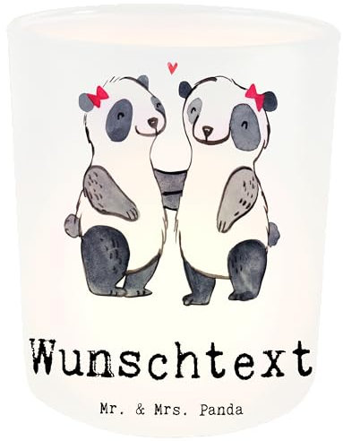 Mr. & Mrs. Panda Personalisiertes Windlicht Panda Beste Blutsschwester der Welt - Personalisierte Geschenke, Kerzengläser, Tochter, Teelichthalter mit Namen, Windlichter, Blutsgeschwister, Liebe