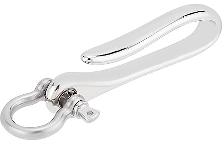 PH PandaHall Fish Hook Keychain, Brass Key Ring Platinum Solid U Shape Key Hook Belt Keyring U-Hook Pocket Clip with Key Shackle Heavy Duty Car Keychain for Men Women Wallet Chain Purse Accessory