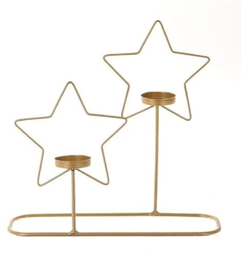 Decpero Teelichthalter Advent Sternform I Gold I Metall Kerzenhalter Advent