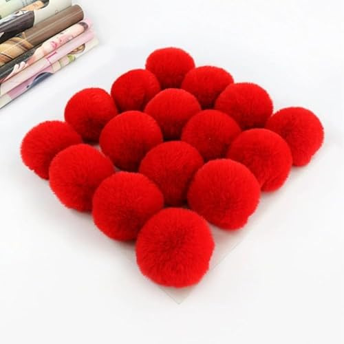 SYSUII 10 Stück 6cm Kunstfell Pompon Fellbommel Kunstfell Bommel Pompon Pom Ball DIY Fell Pom Poms für Damen Mädchen Mützen Beanies Tasche Weihnachtsdekoration Schlüsselanhänger Dekoration -Rot