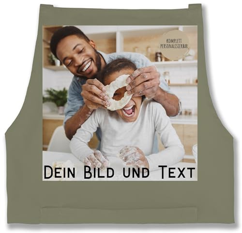 Geschenk mit Namen personalisiert by Shirtracer - Schürze - Erwachsene - Dein Bild Foto Text Geschenk