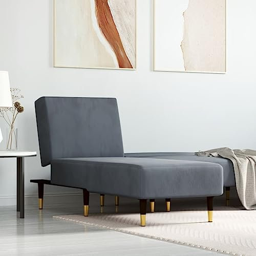 ZEYUAN Chaiselongue Dunkelgrau Samt, Relaxliege Wohnzimmer, Relaxsessel, Lesesessel, Ruhesessel, Bettsofa 352803