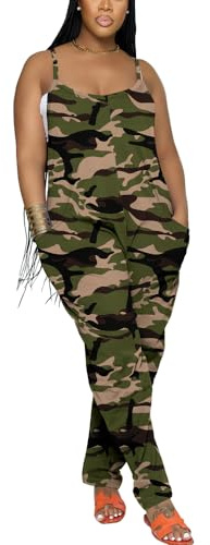 Nimsruc Womens Jumpsuits Casual Summer Rompers Sling Sleeveless Loose Baggy Overalls Jumpers With Pockets 2026 Camo XXL