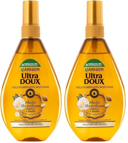 Garnier Ultra Doux Huile Merveilleuse aux Huiles d'Argan et Camélia tous type de cheveux - 150 ml (Lot de 2)