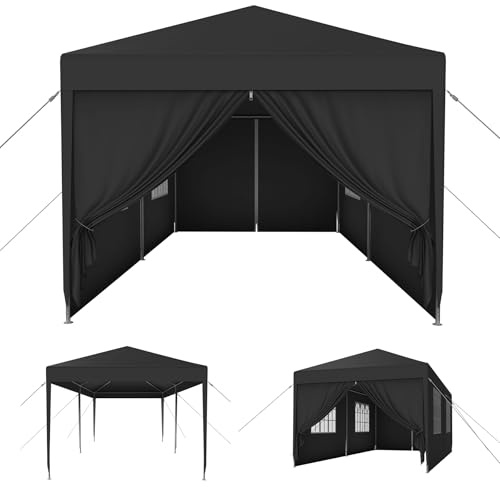 MAYTIIMO Pavillon 3x6m Wasserdicht Stabil Winterfest Pop-Up Camping Zelt mit Seitenteilen und Fenstern Gartenpavillon UV-Schutz Gartenzelt Bierzelt Partyzelt für Outdoor Garten Party, Anthrazit