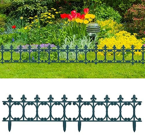 Gecheer Rasenkanten 16 STK. Rasenkante Gartenpalisade Beeteinfassung Beetumrandung für Pflanzenbeete, Rasenflächen und Anderen Außenbereiche Grün 10 m PP