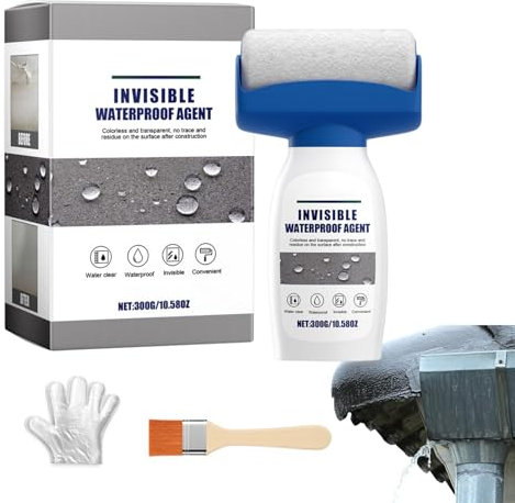Sellador de pegamento impermeable transparente, adhesivo impermeable transparente | Revestimiento sin olor base de agua | Rollo de revestimiento antifugas base de agua sin olor, guantes incluidos,
