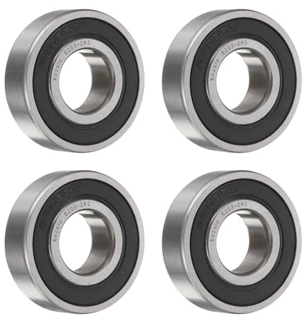 Kozelo 4pcs 6203-2RS Deep Groove Ball Bearings - [ 12x40x17mm, Double Rubber Seals ] Chrome Steel Bearing for Motors Gearboxes RC Cars | P6 (ABEC3)