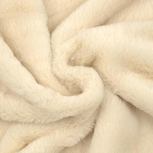 STOFFKONTOR Kunstfell Meterware in Hell-Beige zum Nähen – 160 cm Breit, 100% Polyester, Kuschelweich & Quer-elastisch, Florhöhe ca. 1,0 cm, 540 g/lfm, mit Gewirkerückseite