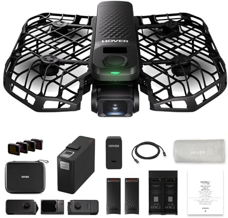 HOVERAir X1 PRO 4K Drohne mit Kamera 4K, Faltbar Action Cam, Ski Kombo | Flugkamera mit 15 vollautomatischen Flugmodi, 42 km/h & KI-Tracking. OmniTerrain für jedes Gelände, Rückkollisions-Erkennung