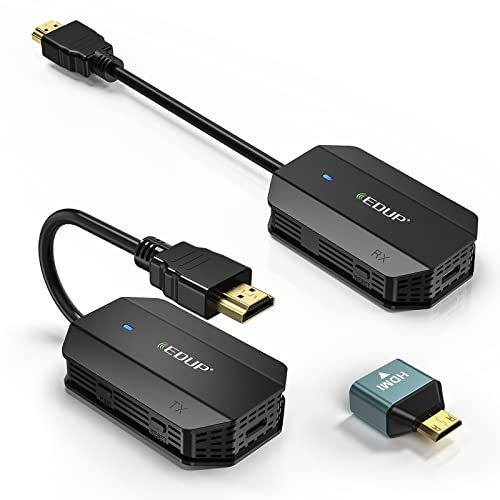 EDUP Wireless HDMI Transmitter and Receiver, HDMI Wireless Extender Kit 1080P, Plug & Play, Streaming Media Video/Audio for Laptop/PC/Camera/Phone to Monitor/Projector/HDTV (50m of Transmission)