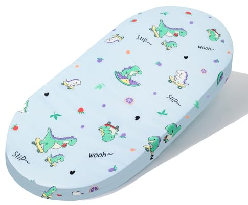 Rectangle Bassinet Mattress Topper Dual Side Gel Memory Foam Bassinet Mattress for Baby Bedside Fit Replacement Bassinet (17 x 29 x 1.25, Oval)