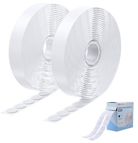 Cable Matters 400 Piezas (200 Pares) Puntos Adhesivos de Cierre de Gancho y Bucle, Redondos 19 mm, Autoadhesivos para Manualidades, Aula, Oficina y Organización del Hogar, Blanco