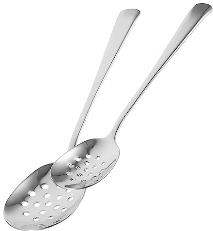 DECHOUS 2st Servierlöffel Aus Edelstahl Suppenlöffel Geschlitzte Mehrzwecklöffel Sieb Sieb Löffel Kaviar Geschlitzter Löffel Rostfreie Kochlöffel Molekularer Löffel Rostfreier Stahl Silver