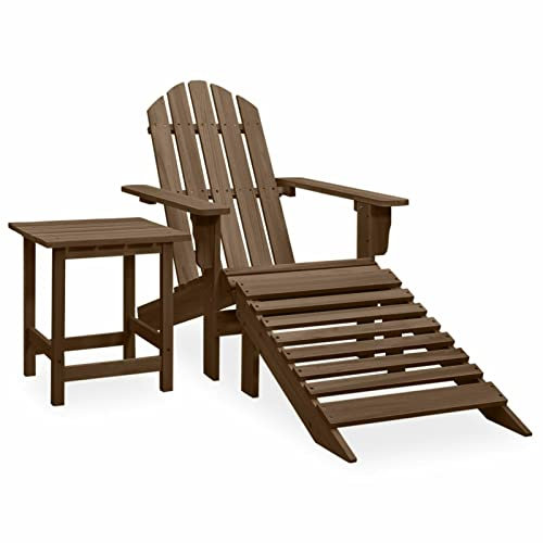 Xichuzi Adirondack-Gartenstuhl mit Fußstütze & Tisch, Gartensessel, Campingstuhl, Terassenstühle, Gartenmöbel, Balkon Stühle, Balkonstuhl, Hochlehner, Stühle Für Draußen, Tannenholz Braun