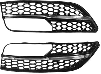 Nebelscheinwerfer-Lampengrillabdeckung, Waben-Sechskant-Kühlergrill, kompatibel mit Audi A3 Fließheck 2013 2014 2015 2016 8V3807681 8V3807682(Chrome Silver)