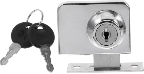 HOLIDYOYO Serrure pour Porte Verre Coulissante en Alliage de Zinc Argenté, Double Porte, sans Perçage, Adaptée aux Vitrines et Bureaux, Épaisseur 5-8 Mm, Anti-rouille